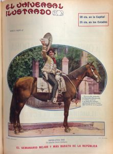 Portada del número 67 de El Universal Ilustrado en la que aparece la actriz Esperanza Iris montada en un caballo. Foto de Carlos Muñana.
